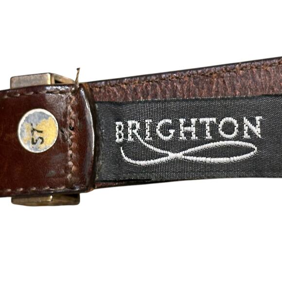 Vintage Brighton Women’s Large Brown Leather Belt with Silver Tabs and Buckle main image 12